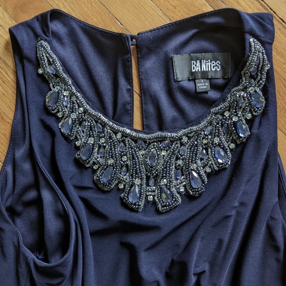 BA Nites Beaded Dress, Navy Blue, Size 8 - Picture 7 of 7